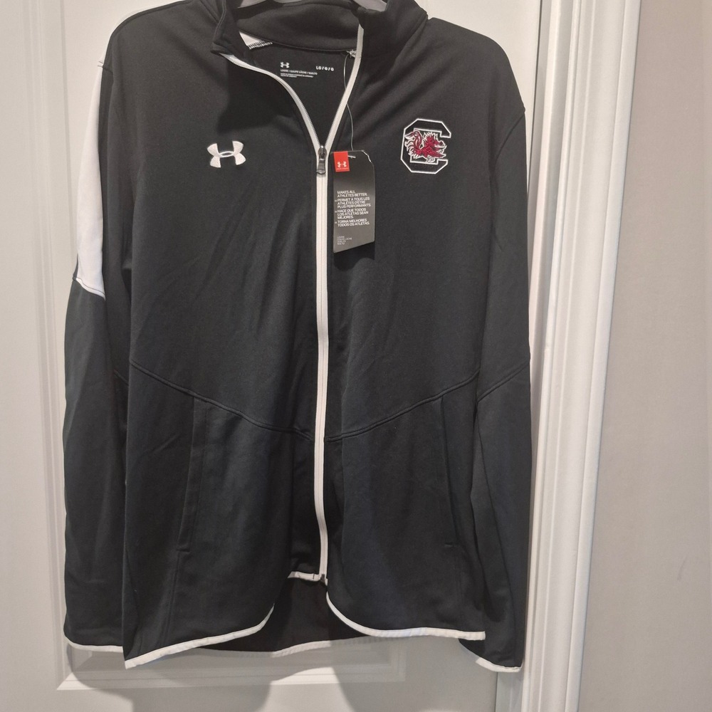 Under Armour South Carolina Gamecocks Mens Large Full Zip Track Jacket Black NEW